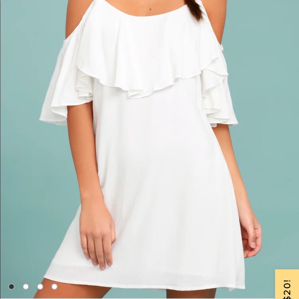 Lulu’S Off-Shoulder White Ruffle Dress - Picture 2 of 6
